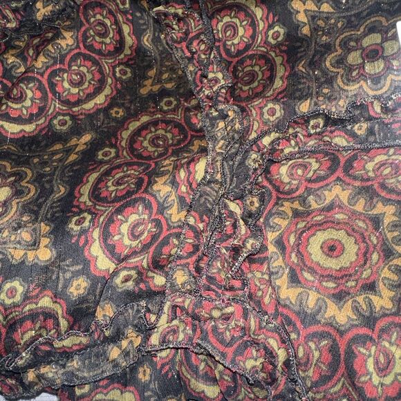 NWT ZARA Black Floral Ruffled Mini Skater Dress Metallic Striping Sz Medium - Picture 7 of 9